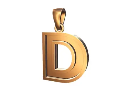 marquee style initial letter D pendant 3D print model