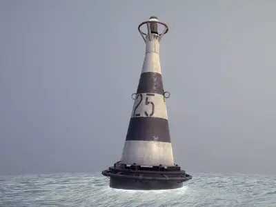 Buoy River RB-6-01 Safe Water Mark Low-poly 3D model