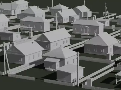 Old Village Soviet Republic  Low-poly 3D model 3D model
