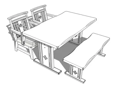 Dining set 4 seat 3D model shop