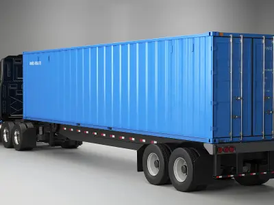  Generic Semi Truck with ISO Shipping Container Trailer 