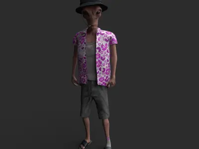Foreigner man wearing shirt and hat 3D model