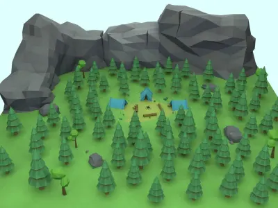 Cartoon Outdoor Environment Set 3D Model Pack