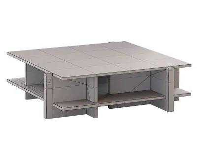 Coffee table made of sand-colored oak and tempered glass Laby Low-poly 3D model