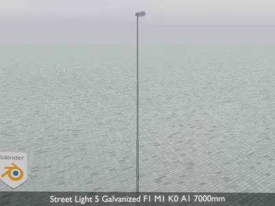 Street Light 5 Galvanized F1 M1 K0 A1 7000mm  Low-poly 3D model