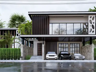 Modern Luxury Villa  Obsidian Edge House Exterior 3D Model Low-poly 3D model