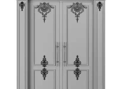 blk wood classcial door art 106 3D model