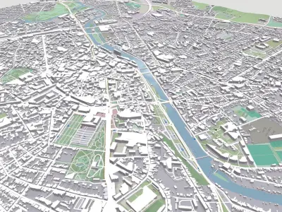 Cityscape Le Mans France 3D model