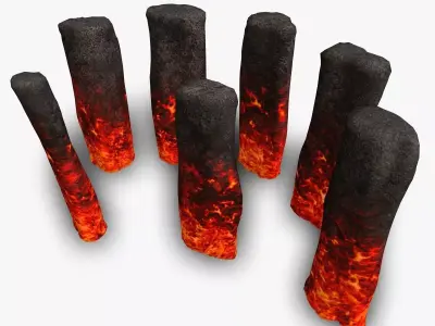 Rock Pillars - Lava Low-poly 3D model