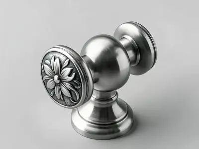 Elegant Metal Wall Hook with Floral Design Low-poly 3D model