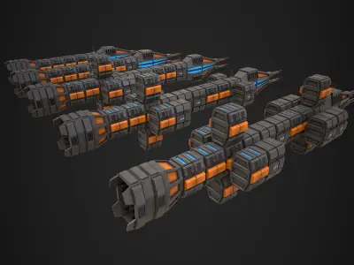 Modular Spaceship Six Low-poly 3D model