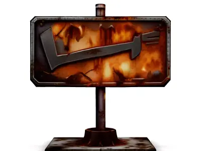 Burning Metal Check Mark Sign Low-poly 3D model