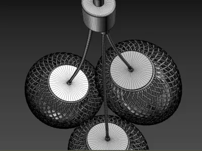 Rattan Bamboo Floor Lamp  Modern Wicker Standing Lamp 3D model