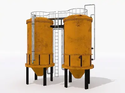 Industrial Tank Low-poly 3D model