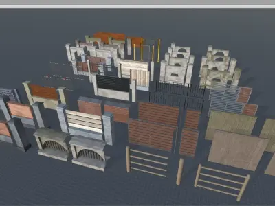 Ultimate Fence Package 2 Low-poly 3D model