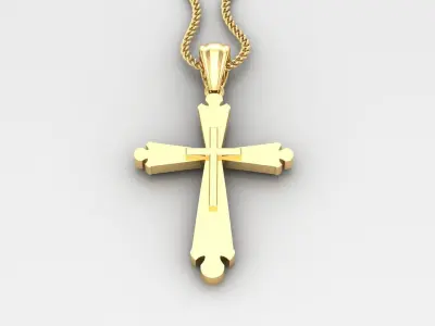 Light Gold 18K Cross Pendant 2CP054 3D print model