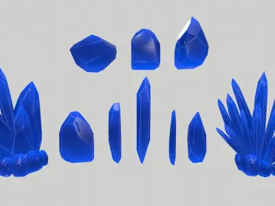 Crystal Set pencil Low-poly 3D model