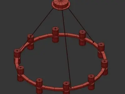 THE307 gold chandelier with glass shades 3D model