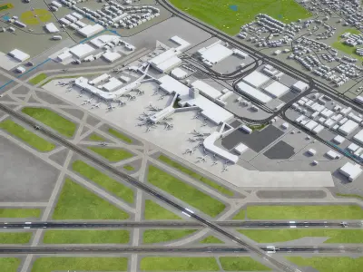 Honolulu - Airport - HNL Low-poly 3D model