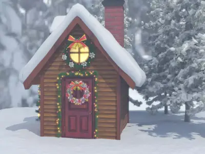 Christmas-illuminated house 3D model
