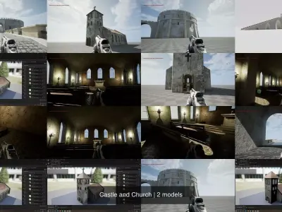 Castle and Church 3D Model Pack
