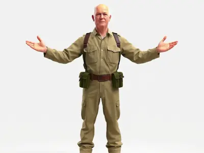 Character Model Veteran Soldier Rigged and Animated Low-poly 3D model