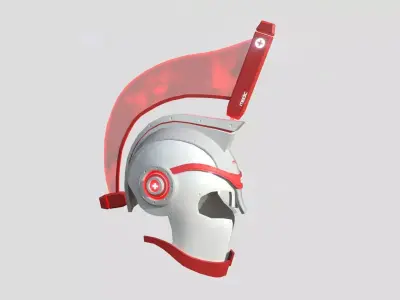 SciFi Spartan Helmet 06 Red Medic - Character Design Low-poly 3D model