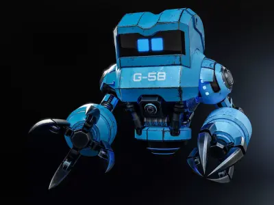 Cute Space Robot Rigged G-58 Blue 3D model