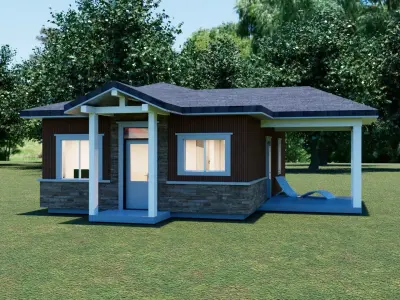 2 Bedroom 1 Bathroom House  3D Model 3D model