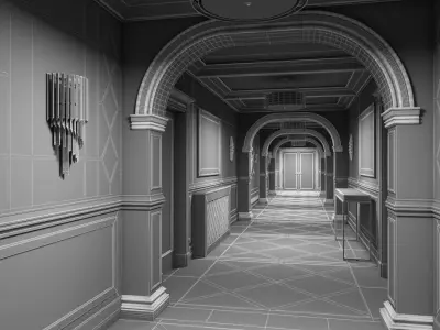Grand Corridor Tileable Kit 3D model