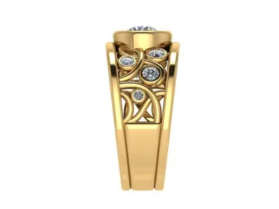 Ring181 gold ring with diamonds in center 3D print model