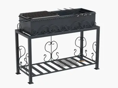 barbecue grill for skewers and grates 3D model