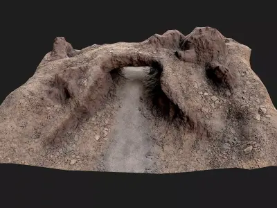Rocky Cave and Road  Low-poly 3D model