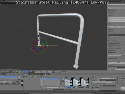 Stainless Steel Railing 1400mm Low-Poly Low-poly 3D model