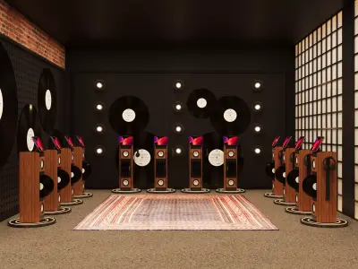 Luxury Modern DJ Studio Music Lounge Exhibition Stand - PBR Low-poly 3D model