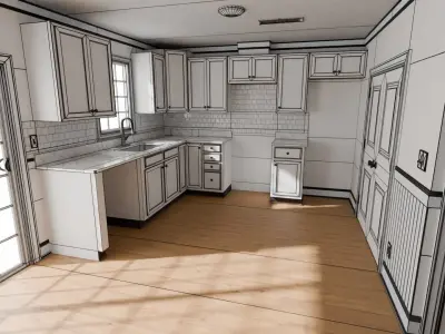 Empty Apartment with 4K Textures Low-poly 3D model