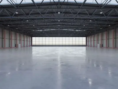 Airplane Hangar Interior 7b Low-poly 3D model