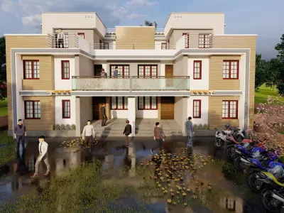 2 and half storey duplex home 3D model