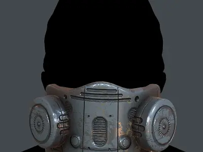 Gas mask helmet 3d model scifi Low-poly  Low-poly 3D model