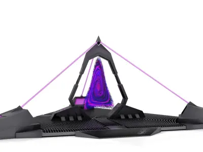 Portal spaceship with lights Low-poly 3D model