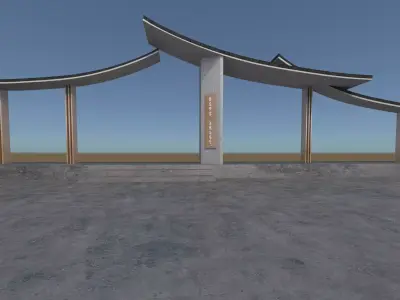Gate tower and door opening 3D model