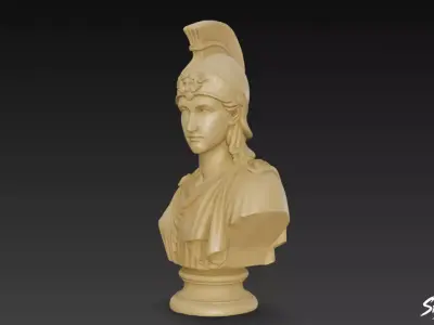 Greek Goddess Athena Bust Low-poly 3D model