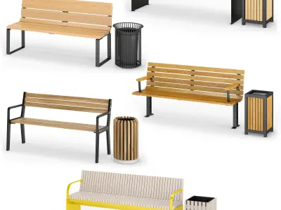 Outdoor benches Nola 1 3D model