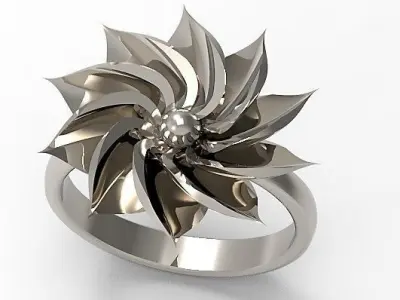 Open Flower ring 3D print model