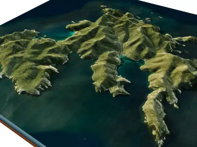 Cabrera Island 3d model terrain Low-poly 3D model