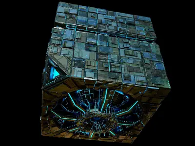 Borg Cube Space Station Ship Box Lowpoly Low-poly 3D model