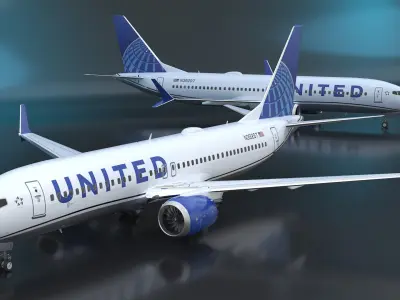  United Airlines Boeing 737 Max 8 Rigged for Maya 