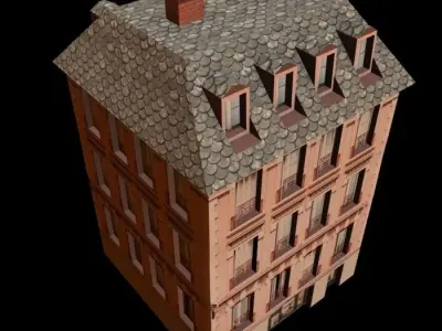Building in paris Low-poly 3D model