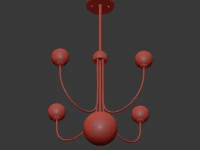 Coco 5 Light Aged BrassWhite LED Chandelier  3D model
