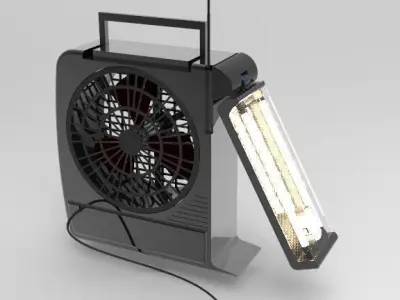 Rechargeable Fan with LED Light 3D model